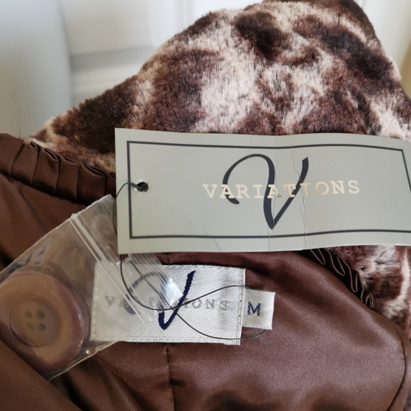 Brown Faux Fur winter coat brown animal print Size M 🆕 - Picture 13 of 14